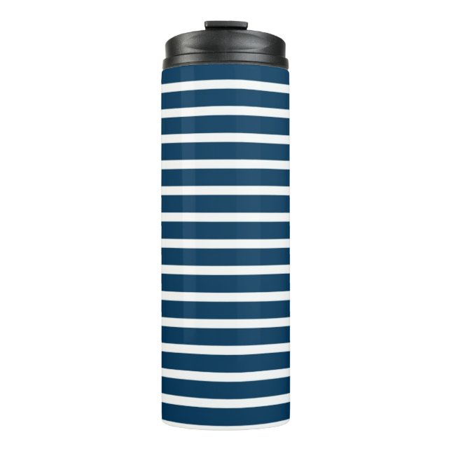 Marine und White Strip Thermosbecher (Vorderseite)
