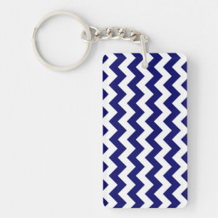 Marine und White Zigzag Schlüsselanhänger