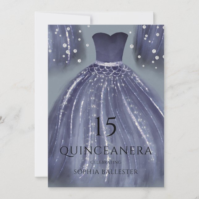 Marine unter der Meerjungfrau Kleid Quinceanera Einladung (Vorderseite)