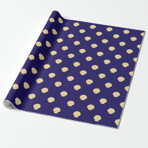 Marine Verpackungspapier marine mit goldenen Seemu Geschenkpapier