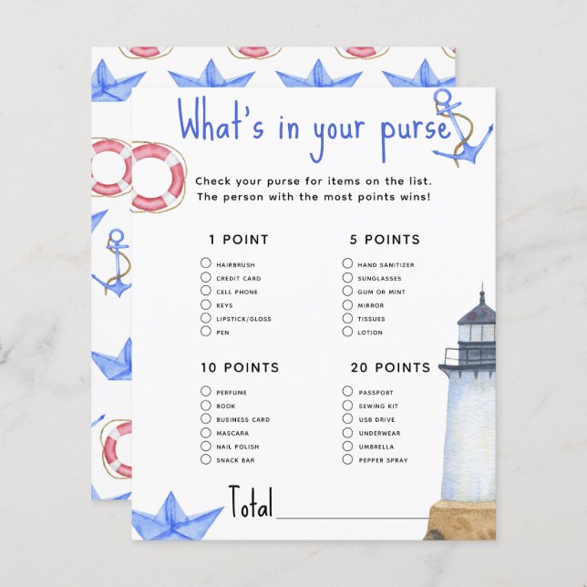 Marine - Was in Ihrer Handtasche, Babydusche (Vorne/Hinten)