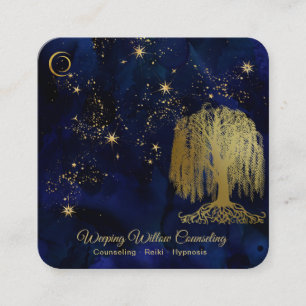 *~* Marine weinende Willow Tree Gold Universe Cosm Quadratische Visitenkarte
