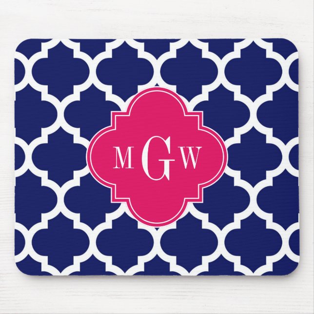 Marine Weiß Marokkanisch #5 Himbeere 3 Anfangsmono Mousepad (Vorne)
