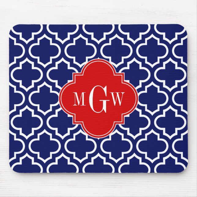 Marine Welch marokkanischer #6 Red 3 Initial Monog Mousepad (Vorne)