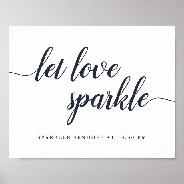 Marine & White Wedding Sparkler Sendoff Sign Poster (Vorne)
