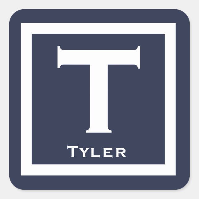 Marineanfänger Name Kids Boy Party Zurück zur Schu Quadratischer Aufkleber (Vorderseite)