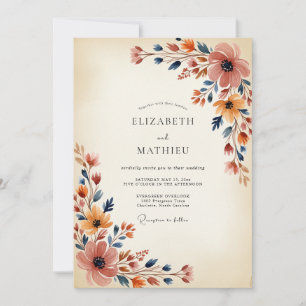 Marineaprikosen-Malerische Herbst-Hochzeit Einladung