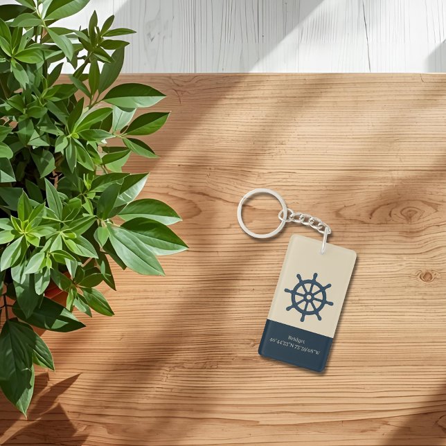 Marinebad mit Name und Koordinaten Schlüsselanhänger (Von Creator hochgeladen)