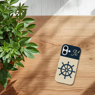 Marinebad & Monogram Beige Coastal Zuhause iPhone 16 Hülle