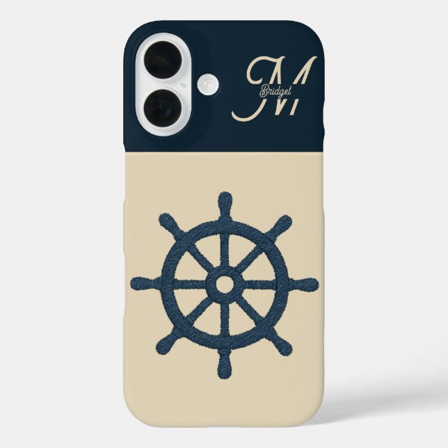 Marinebad & Monogram Beige Coastal Zuhause Case-Mate iPhone Hülle (Rückseite)