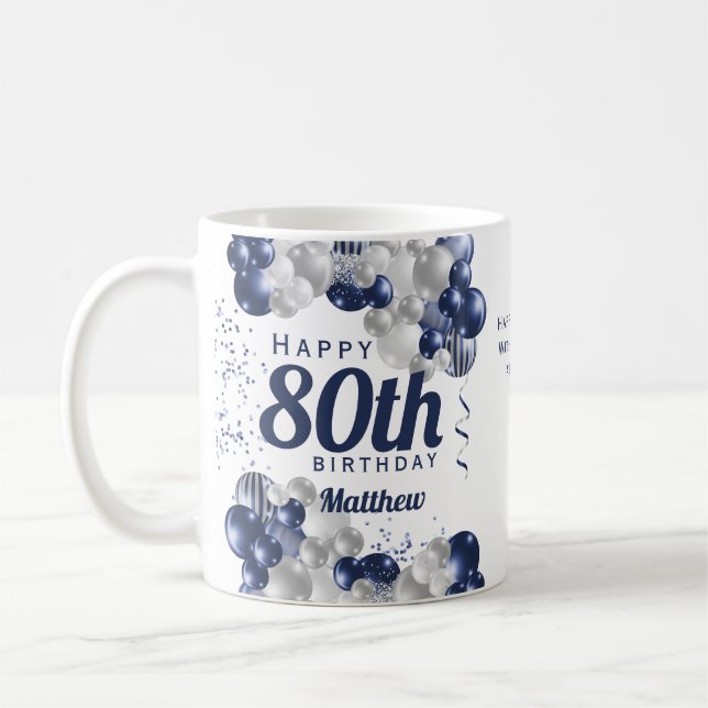 Marineballons des 80. Geburtstags Kaffeetasse (Links)