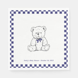 Marinebar, blau-karierter Teddy-Bär - Unsere Klein Serviette