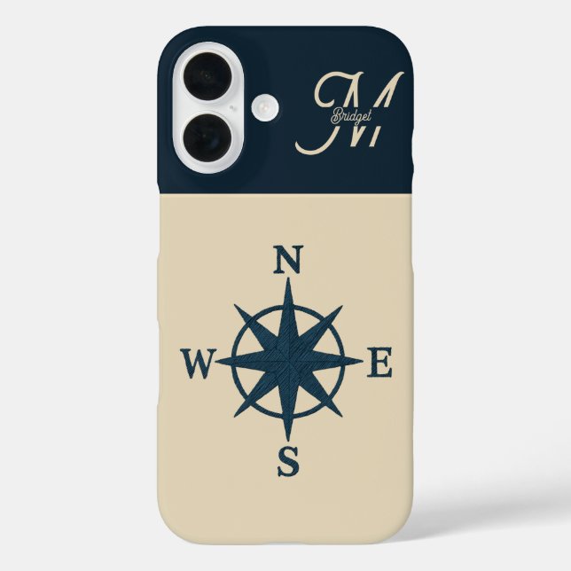 Marinebass mit Monogram Beige Coastal Case-Mate iPhone Hülle (Rückseite)