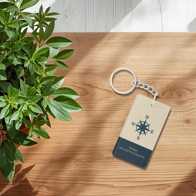 Marinebass mit Name und Koordinaten Schlüsselanhänger (Von Creator hochgeladen)