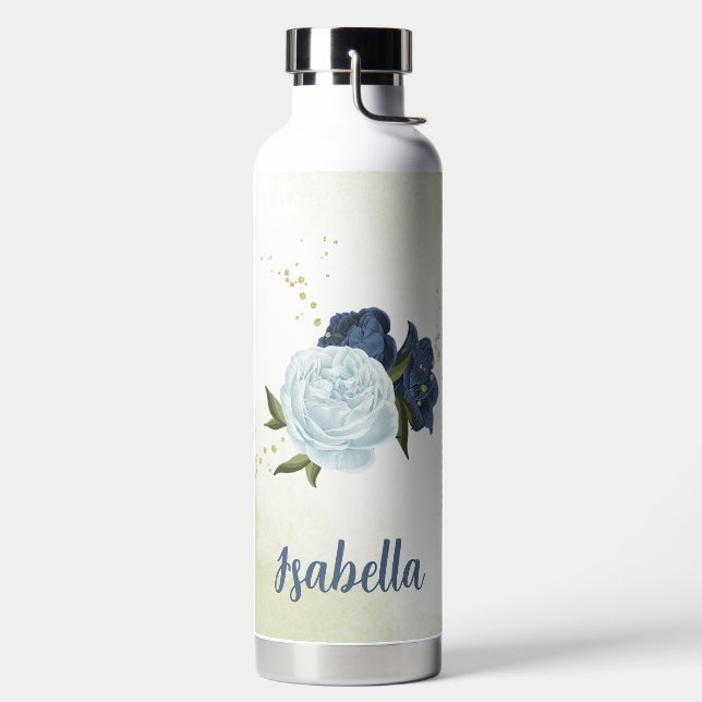 Marineblasche mit blühenden Blumen Trinkflasche (links)