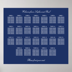 Marineblau 26 Tisch Hochzeit Sitzordnung Poster