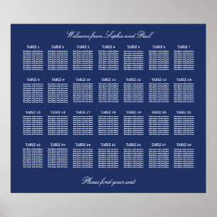 Marineblau 28 Tisch Hochzeit Sitzordnung Poster