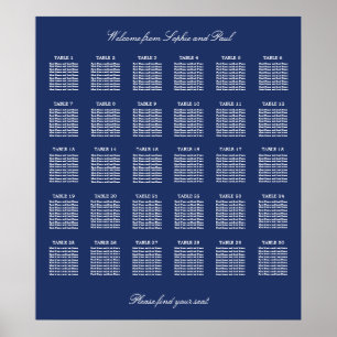 Marineblau 30 Tisch Hochzeit Sitzordnung Poster
