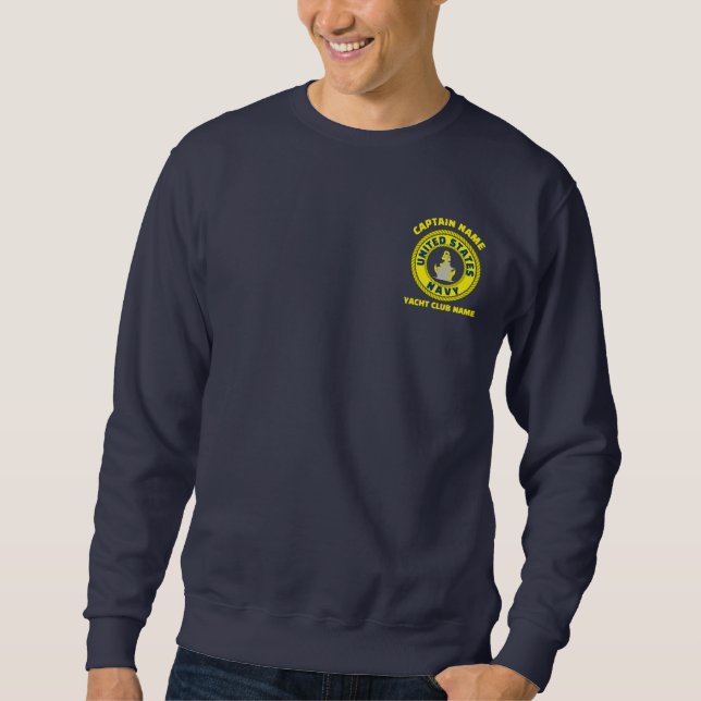 Marineblau Anchor nautischer Kapitän segelt Sommer Sweatshirt (Vorderseite)