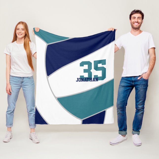 Marineblau aquamarine Mannschaftsfarben herrliche  Fleecedecke (Beispiel)