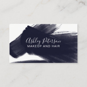 Marineblau Brushstrokehaar-Make-uptypographie Visitenkarte