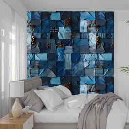 Marineblau-Collage Tapete