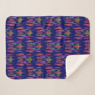 Marineblau gemustert sherpadecke