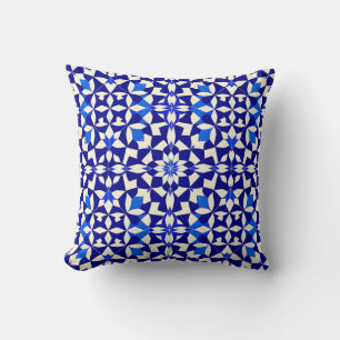 Marineblau geometrisches Blumenmuster Kissen