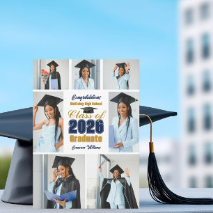 Marineblau Gold 2026 Abschlussfoto-Collage Ankündigung