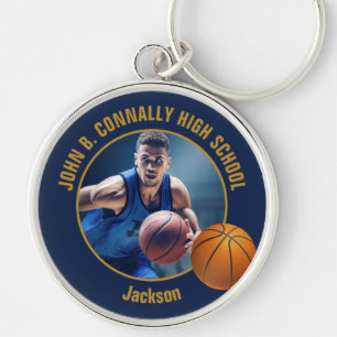 Marineblau Gold Basketballspieler Foto Schlüsselanhänger