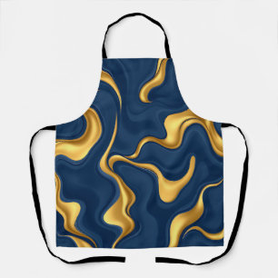 Marineblau-Gold-Marmor Abstrakt Luxuriöser Wirbel Schürze