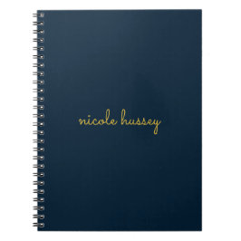 Marineblau Gold Schrift | Stylisches Monogramm Mod Notizblock
