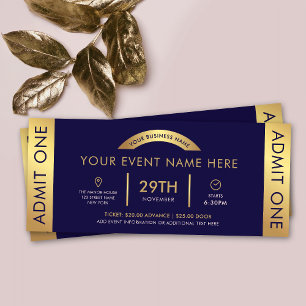 Marineblau & Gold Veranstaltungsticket Geschäft Lo Einladung