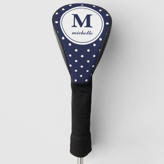 Marineblau | Golf | DOT personalisierte Monogramm Headcover (Vorderseite)