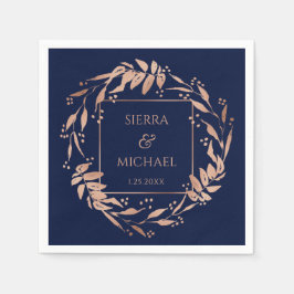 Marineblau | Hochzeit von Gold-Foliage-Rose Serviette