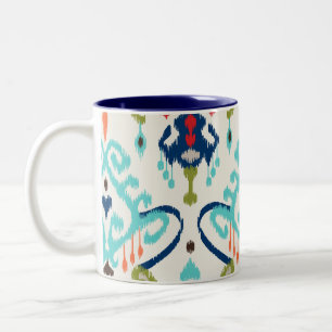 Marineblau ikat des Chic modernes aquamarines Zweifarbige Tasse
