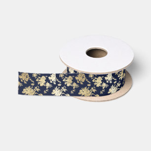 Marineblau-Imitatgoldschäbiger Vintager Chic mit Satinband
