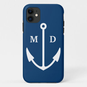 Marineblau iPhone Fall mit Bootsankermonogramm Case-Mate iPhone Hülle
