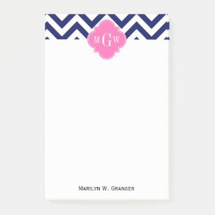 Marineblau Lg Chevron Heißrosa #2 Quatrefoil 3 Mon Post-it Klebezettel