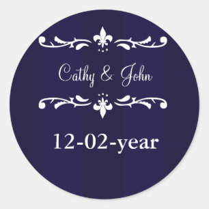 Marineblau-Lilienumschlagaufkleber Runder Aufkleber