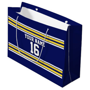 Marineblau mit gelben weißen Streifen Team Jersey Große Geschenktüte