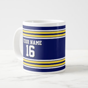 Marineblau mit gelben weißen Streifen Team Jersey Jumbo-Tasse