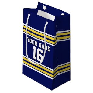 Marineblau mit gelben weißen Streifen Team Jersey Kleine Geschenktüte