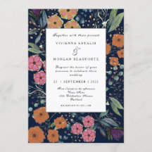 Marineblau-orange-rosa Blume Frühjahrshochzeit