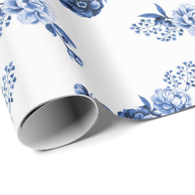 Marineblau| Papier für elegante Blume Geschenkpapier (Rolleneckpunkt)