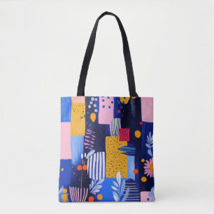 Marineblau Pink Gelb Geometrisch Botanisch