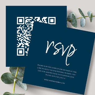 Marineblau   QR-Code   HochzeitsrSVP Begleitkarte