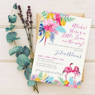 Marineblau Rosa Tropischer Wilder Wald Baby Shower Einladung