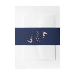 Marineblau | Rose Gold Foliage Wedding Einladungsbanderole
