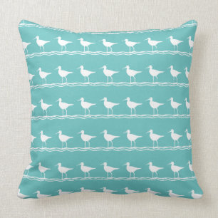 Marineblau SAND PIPER, weißer PILLOW-Küstenabschni Kissen